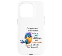 Funny Grumpy Bird Graphic Lazy Quote Procrastinator Custodia per iPhone 15 Pro