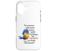 Funny Grumpy Bird Graphic Lazy Quote Procrastinator Custodia per iPhone 16