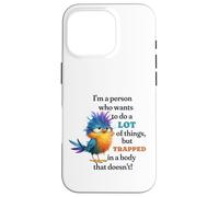 Funny Grumpy Bird Graphic Lazy Quote Procrastinator Custodia per iPhone 16 Pro