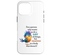 Funny Grumpy Bird Graphic Lazy Quote Procrastinator Custodia per iPhone 16 Pro Max