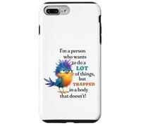 Funny Grumpy Bird Graphic Lazy Quote Procrastinator Custodia per iPhone 7 Plus/8 Plus