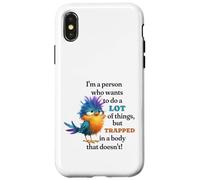 Funny Grumpy Bird Graphic Lazy Quote Procrastinator Custodia per iPhone X/XS