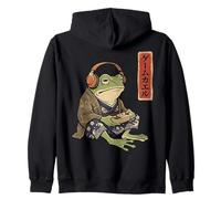 Funny Grumpy Frog Japanese Art Ukiyo-e Felpa con Cappuccio
