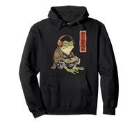 Funny Grumpy Frog Japanese Art Ukiyo-e Felpa con Cappuccio