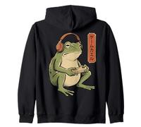 Funny Grumpy Frog Japanese Art Ukiyo-e Felpa con Cappuccio