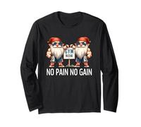 Funny Gym Gnomes In Dads Fitness Apparel No Pain No Gain Maglia a Manica