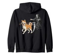 Funny Halloween Akita And The Reaper Felpa con Cappuccio