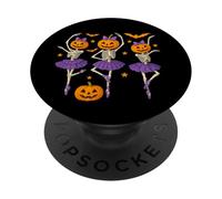 Funny Halloween Ballet Dance Girls Skeleton Pumpkins Head PopSockets PopGrip Adesivo