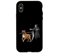 Funny Halloween Boxer Dog and The Reaper Custodia per iPhone X/XS