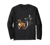 Funny Halloween Boxer Dog And The Reaper Maglia a Manica