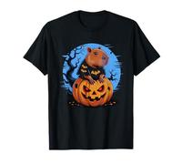 Funny Halloween Capybara Pumpkin Fall Season Maglietta
