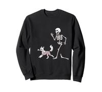 Funny Halloween Chinese Crested And Skeleton Felpa