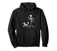 Funny Halloween Chinese Crested And Skeleton Felpa con Cappuccio