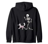 Funny Halloween Chinese Crested And Skeleton Felpa con Cappuccio