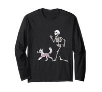 Funny Halloween Chinese Crested And Skeleton Maglia a Manica
