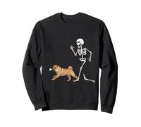 Funny Halloween Chinese Shar-Pei And Skeleton Felpa