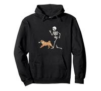 Funny Halloween Chinese Shar-Pei And Skeleton Felpa con Cappuccio