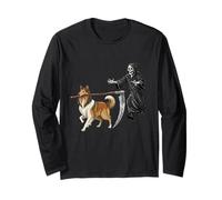 Funny Halloween Collie Dog And The Reaper Maglia a Manica