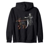 Funny Halloween Doberman Dog And The Reaper Felpa con Cappuccio