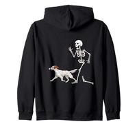 Funny Halloween English Setter And Skeleton Felpa con Cappuccio