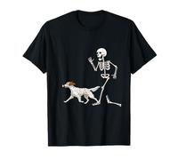 Funny Halloween English Setter And Skeleton Maglietta