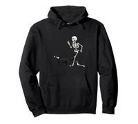 Funny Halloween Flat-Coated Retriever And Skeleton Felpa con Cappuccio
