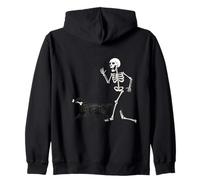 Funny Halloween Flat-Coated Retriever And Skeleton Felpa con Cappuccio