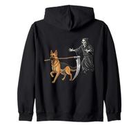 Funny Halloween German Shepherd Dog And The Reaper Felpa con Cappuccio