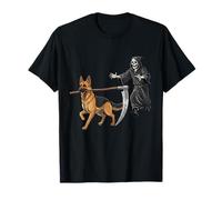 Funny Halloween German Shepherd Dog And The Reaper Maglietta
