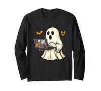 Funny Halloween Ghost Developer Designer Web Programmer Code Maglia a Manica