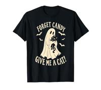 Funny Halloween Ghost Forget Candy Give Me Cat Men Women Maglietta