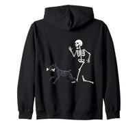 Funny Halloween Giant Schnauzer And Skeleton Felpa con Cappuccio