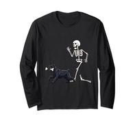 Funny Halloween Giant Schnauzer And Skeleton Maglia a Manica