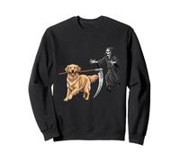 Funny Halloween Golden Retriever Dog And The Reaper Felpa
