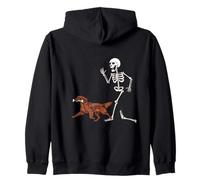 Funny Halloween Irish Setter And Skeleton Felpa con Cappuccio