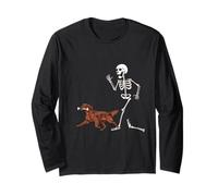 Funny Halloween Irish Setter And Skeleton Maglia a Manica