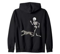Funny Halloween Irish Wolfhound And Skeleton Felpa con Cappuccio