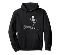 Funny Halloween Irish Wolfhound And Skeleton Felpa con Cappuccio
