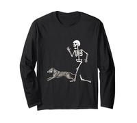 Funny Halloween Irish Wolfhound And Skeleton Maglia a Manica