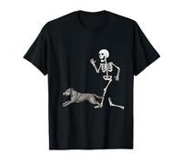 Funny Halloween Irish Wolfhound And Skeleton Maglietta