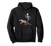 Funny Halloween Italian Greyhound And Skeleton Felpa con Cappuccio