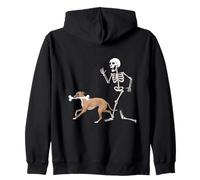 Funny Halloween Italian Greyhound And Skeleton Felpa con Cappuccio