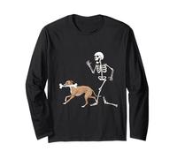 Funny Halloween Italian Greyhound And Skeleton Maglia a Manica