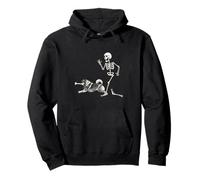 Funny Halloween Keeshond And Skeleton Felpa con Cappuccio