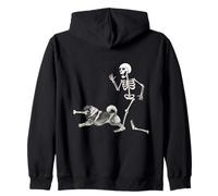 Funny Halloween Keeshond And Skeleton Felpa con Cappuccio