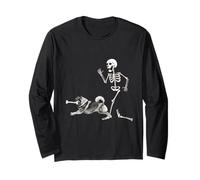 Funny Halloween Keeshond And Skeleton Maglia a Manica