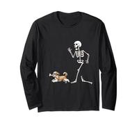Funny Halloween Lhasa Apso And Skeleton Maglia a Manica