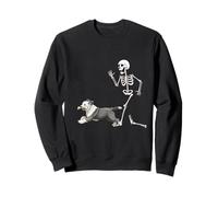 Funny Halloween Old English Sheepdog And Skeleton Felpa