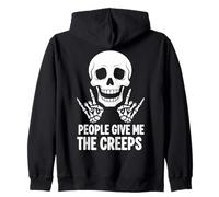 Funny Halloween People Give Me The Creeps Skeleton Skull Felpa con Cappuccio