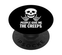 Funny Halloween People Give Me The Creeps Skeleton Skull PopSockets PopGrip Adesivo